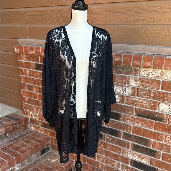 Siren Lily Maternity Women's Plus Size 2X Black Maternity Lace Duster Kimono - Picture 1 of 8